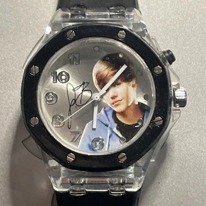 Justin Bieber Time 2011 Accutime Watch Corp JB 0711 Black Silicone Band - Picture 1 of 4