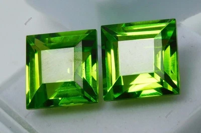 NATURAL Peridot Green 19.60 Ct CERTIFIED Stone Gemstone SQUARE CUT Faceted - Image 1 of 4