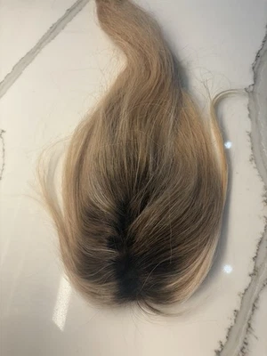 Topper de cabello rubio enraizado 16 pulgadas de largo, tapa 71/2 X 4", cabello humano Remi Foto 1 de 4