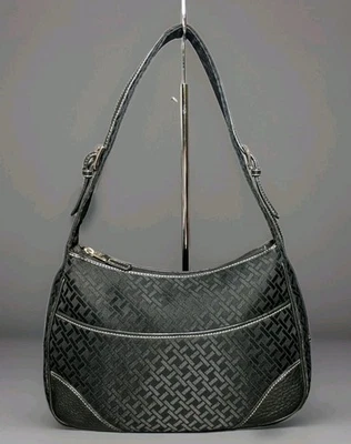 PRECIOSO BOLSO HOBO/HOBO DE HOMBRO TALBOTS NEGRO VINTAGE CON RIBETE DE CUERO Foto 1 de 4