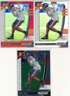 BRYCE HALL 2020 Prizm Draft 3pc RED, SILVER Prizm & Base RC - Jets RC - Image 1 of 2