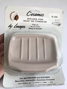 Jabonera de cerámica de porcelana beige gris rosa color beige de colección montaje en baño MCM NOS - Imagen 1 de 3