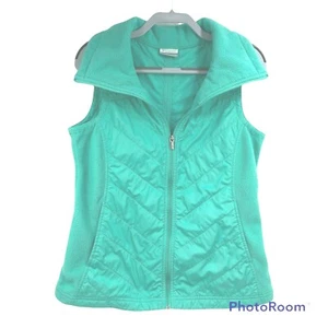 Columbia Mix it Around Sz S Quilted Softshell Green Vest Lightweight Fleece - Picture 1 of 7