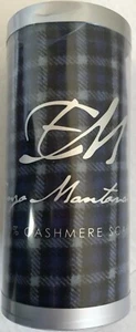 Enzo Mantovani Men's 100% Cashmere Scarf Blue / White Check NIB - Picture 1 of 2