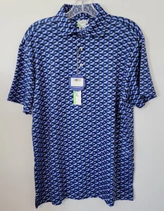 TailorByrd Performance Golf Polo Shirt Men's M Blue Geometric Moisture Wicking - Picture 1 of 15