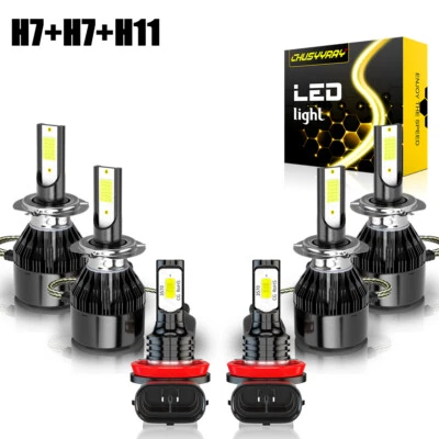 Para For BMW 328i 325xi 330xi 2002-2006 Faros LED Hi /Lo+Kit de luces antiniebla - Image 1 of 4