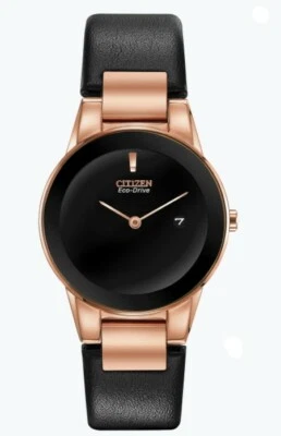 Citizen Eco-Drive Axiom Women's Black Leather Date Watch 29MM GA1058-16E - Image 1 of 4