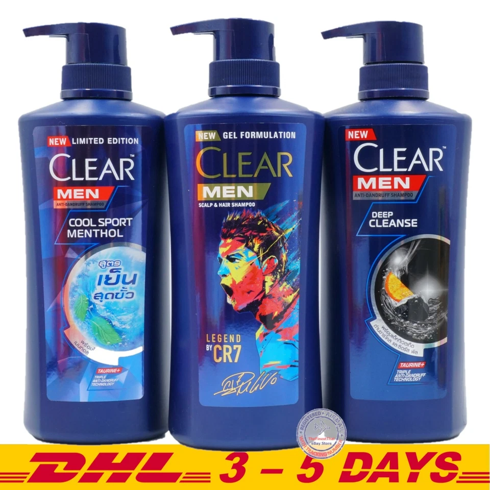 2 X 450 Ml Clear Men Shampoo Anti-dandruff Cool Sport Menthol Vitamin B3 Cooling