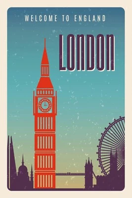 NEW London England Minimalism Tourism Travel Poster, Print, Canvas FREE POSTAGE - Image 1 of 3