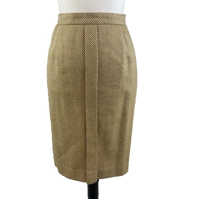 Traje Falda Vintage Carlisle Talla 12 Marrón Camel Tweed Lana Recta Lápiz Rodilla Foto 1 de 4