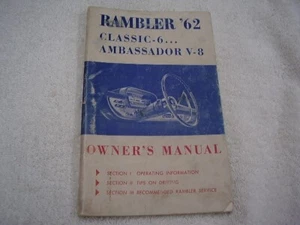 1962 RAMBLER CLASSIC 6 AMBASSADOR V8 OWNERS MANUAL ORIGINAL - Foto 1 di 2