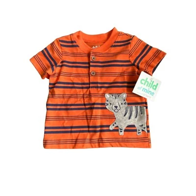 Camiseta Child of Mine 0-3M Naranja y Azul Rayas Nueva Foto 1 de 4