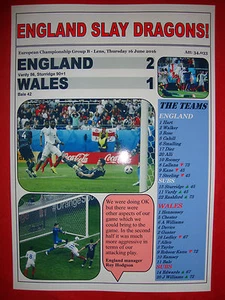 England 2 Wales 1 - 2016 European Championship - souvenir print - Picture 1 of 1