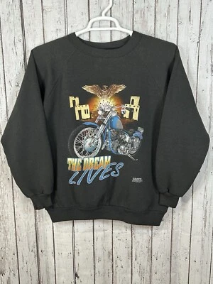 Sudadera De Colección Años 90 The Dream Lives Motocicleta Raglán Chopper Harley Desteñida M EE. UU. Foto 1 de 4