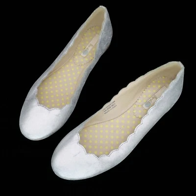 Zapatos planos de ballet Boden plateados festoneados de cuero para mujer talla 36,5 EUR US 6 Foto 1 de 4
