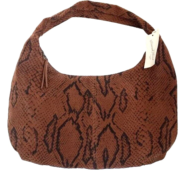 Universal Thread Brown Snake Skin Zip Closure Soft Hobo Handbag