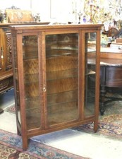 American Antique Arts & Crafts Glass Door Display Cabinet / Bookcase