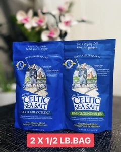 CELTIC SEA SALT light Grey & Fine Ground (2 PACK OF 1/2 LB) - VITAL MINERALS ๐ - Picture 1 of 12