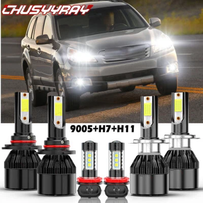 Para Para Subaru Outback 2010-2014 6X LED Faro Alto Bajo + Luz Antiniebla 6000K Foto 1 de 4
