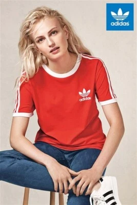 adidas Originals BK7132 3-Stripes Red T-Shirt Tee Size UK16,EU42,US M-L New 719 - Image 1 of 4