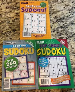 Lot 3 New Penny Press Dell Sudoku Puzzle Books New/Unused No Duplicates - Foto 1 di 1
