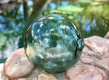 Hokuyo Japanese Hand-Blown Aqua Blue-Green Large Glass Float "Ff"