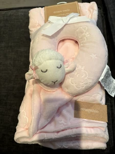 Dream Trails Embossed Baby Blanket with Travel Pillow- Pink. NEW - Picture 1 of 3