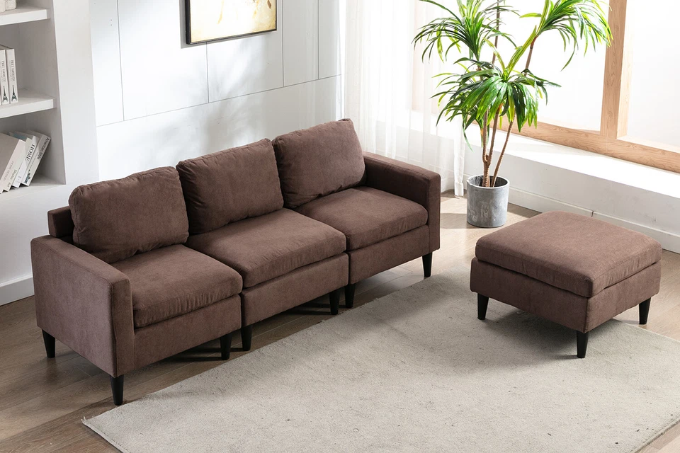 Трансформируемый комбинированный диван ткань L-образный диван с шкафом для хранения табурет для ног - Изображение 1 из 1