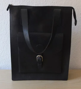 Pieces Cool Real Leather Hard Postman Document Bag Handbag Top Black - Picture 1 of 8