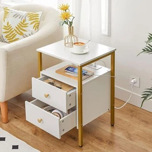 HOOBRO Nachtkommode Nachttisch mit Ladestation Beistelltisch Sofatisch Modern - Bild 1 von 9