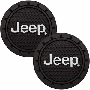 Plasticolor Jeep Car Coaster, 2x Cupholder Coasters with the Jeep Logo - Picture 1 of 3