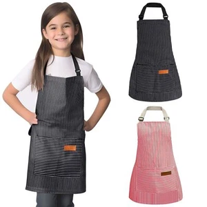 2pcs Kids Aprons with Pockets Kids Chef Aprons Boys/Girls Adjustable Kids Kit... - Picture 1 of 7