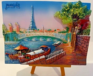 PARIS Relief Ceramic Plaque With Easel 7" x 5" - Picture 1 of 5