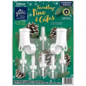 Glade PlugIns Scented Oil 2 Warmers + 6 Refills Twinkling Pine & Cedar - Picture 1 of 1