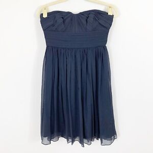 J. Crew MARBELLA Navy Blue Silk Strapless Dress 2 Bridesmaid Formal Style B7674