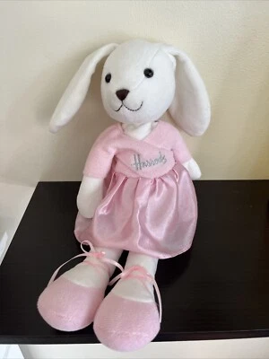 "Bailarina Harrods Bunny Rabbit juguete de peluche coleccionable 15"" rosa blanco" Foto 1 de 4