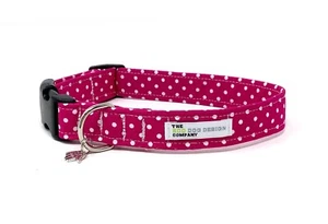 Pink Polka Dot Adjustable Dog Collar and optional matching Pink Polka Dot Lead - Picture 1 of 5