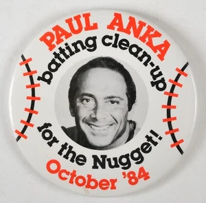 Vintage Paul Anka Pin Button Golden Nugget Casino Atlantic City NJ 1984 selten - Bild 1 von 2