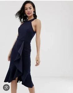 BNWT Paper Dolls Navy Blue Midi Dress Size 8 - Picture 1 of 10
