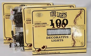 100 Clear String Lights Craft Vine Wreaths Brown Cord UL Listed 3 Pack NEW - Picture 1 of 7