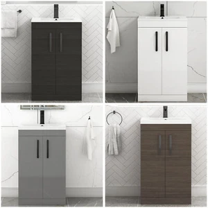 Floor Standing Bathroom Sink Vanity Unit Furniture Cabinet 2 Door 500/600/800mm - Picture 1 of 26