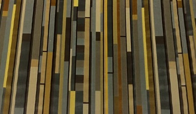 MAHARAM COMPARTMENT GRAY YELLOW RETRO VELVET CUSHION FABRIC BY THE YARD 50" W - Image 1 of 4