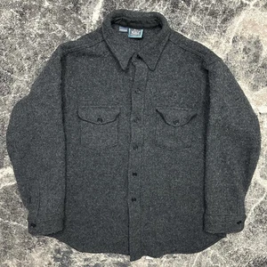 Camisa Woolrich De Colección Para Hombres Grande Gris Lana Años 90 Hecha en EE. UU. Botón Manga Larga Trabajo - Imagen 1 de 6