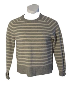 J. Crew M Gray White Stripe Wool Sweater Cozy - Picture 1 of 3