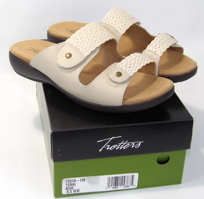 Сандалии Trotters Terri T-2018 размер 8,5 WW очень широкие костяные новые! - Изображение 1 из 4