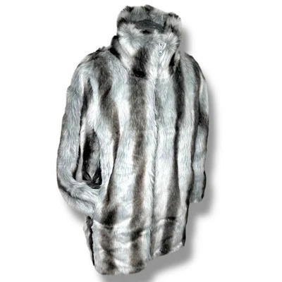 Abrigo de Invierno Roaman's Gris Imitación Piel Talla Grande Mob-wife Glam Retro Mujeres 18/20 Foto 1 de 4