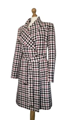 Abrigo Ted Baker Abellaa Pata de gallo a cuadros con cinturón, talla 3 (aprox. UK12) PRECIO DE VENTA SUGERIDO POR EL FABRICANTE £339 Foto 1 de 4