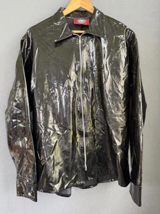 Vintage Redballs On Fire Men’s Medium Gothic PVC Duster Black Jacket Made In USA - Picture 1 of 12