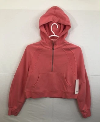 Moletom com capuz Lululemon tamanho grande meio zíper tamanho M/L creme framboesa - Imagem 1 de 4