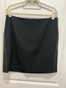 Venezia Skirt Size 16 Black Stretch Knee Length Silver Studs And Faux Leather  - Picture 1 of 8